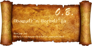 Obagyán Borbála névjegykártya